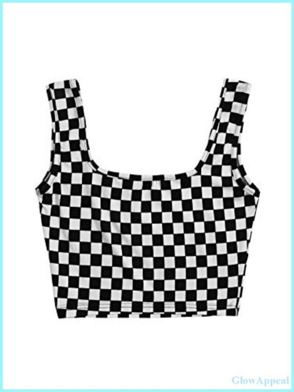 Plaid Checkered Sleeveless Square Neck Slim Fit Crop Tank Top Casual Summer